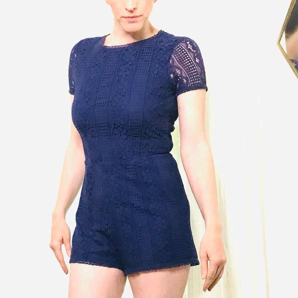 Romeo & Juliet Couture Navy Blue Romper